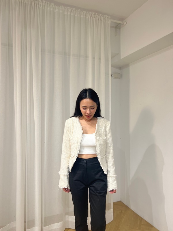 毛邊休閒大口袋小香外套
